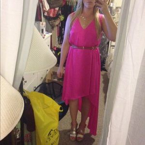 BCBC Hot Pink Asymmetrical Dress